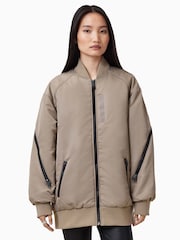 AllSaints Brown Hanaa Bomber Jacket - Image 5 of 10