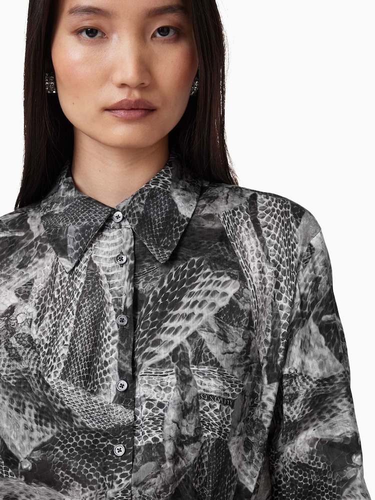AllSaints Grey Leyla Dress - Image 2 of 7