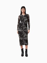 AllSaints Grey Keiko Mesh Dress - Image 1 of 8