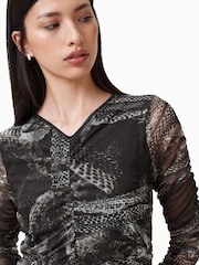 AllSaints Grey Keiko Mesh Dress - Image 2 of 8