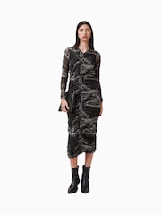 AllSaints Grey Keiko Mesh Dress - Image 3 of 8