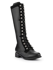 Pavers Black Tall Lace Long Boots - Image 2 of 5