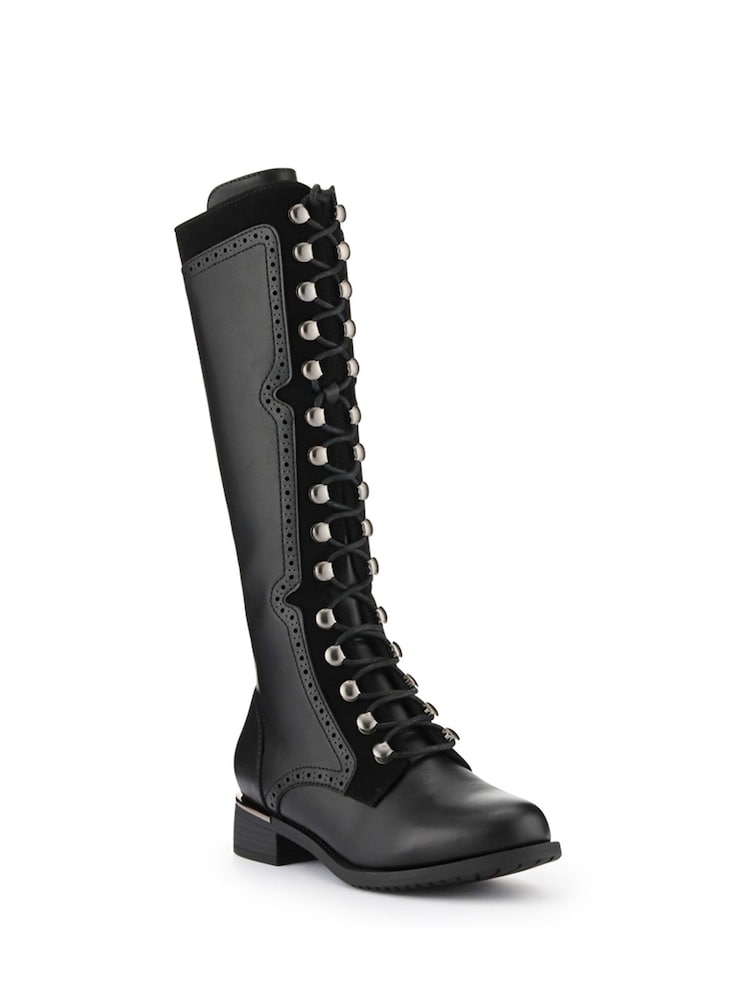Pavers Black Tall Lace Long Boots - Image 2 of 5
