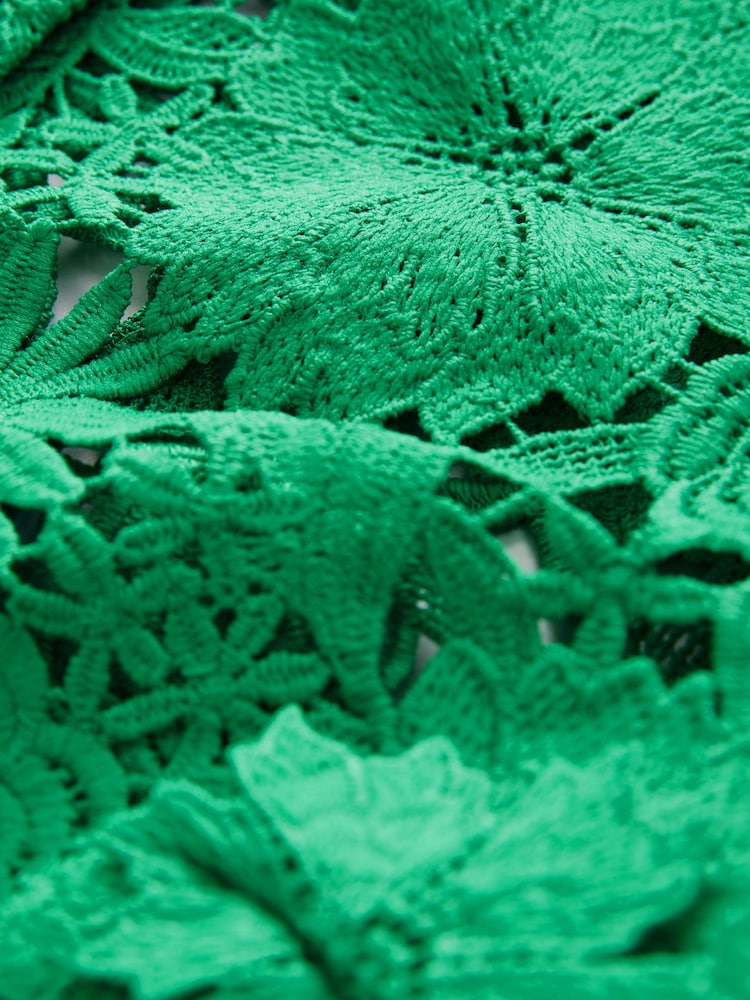 Green Floral Lace Short Sleeve Top - Image 3 of 3