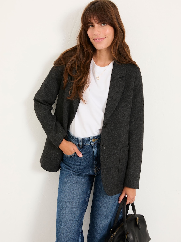 FatFace Etta Charcoal Grey Blazer - Image 1 of 6