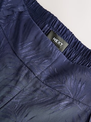 Navy Satin Jacquard Wide Leg Trousers - Image 7 of 7