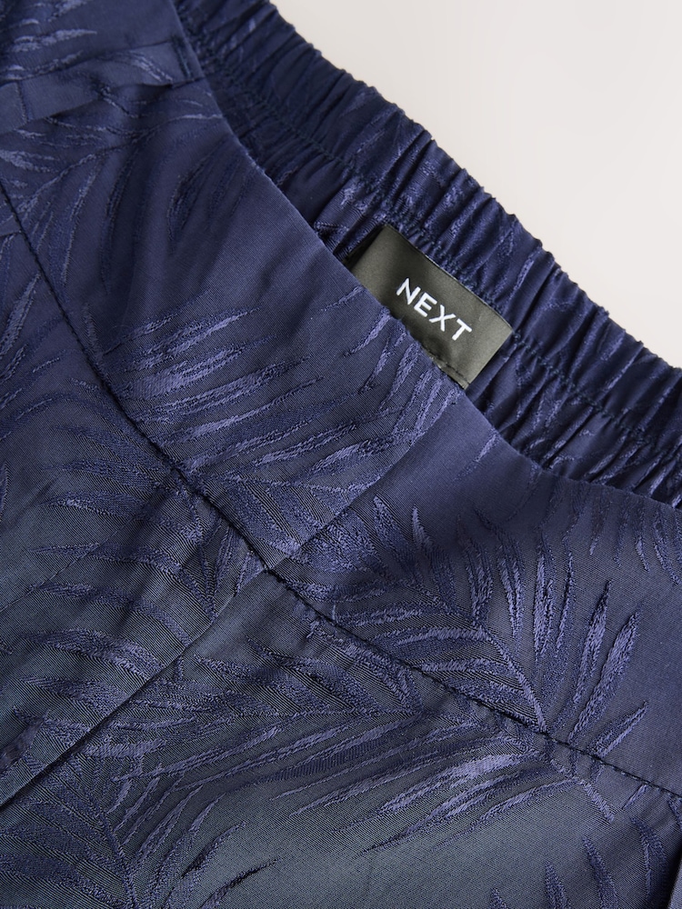 Navy Satin Jacquard Wide Leg Trousers - Image 7 of 7