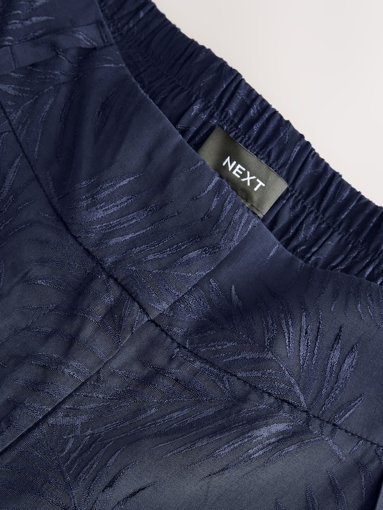 Navy Satin Jacquard Wide Leg Trousers - Image 7 of 7 Navy Satin Jacquard Wide Leg Trousers - Image 7 of 7