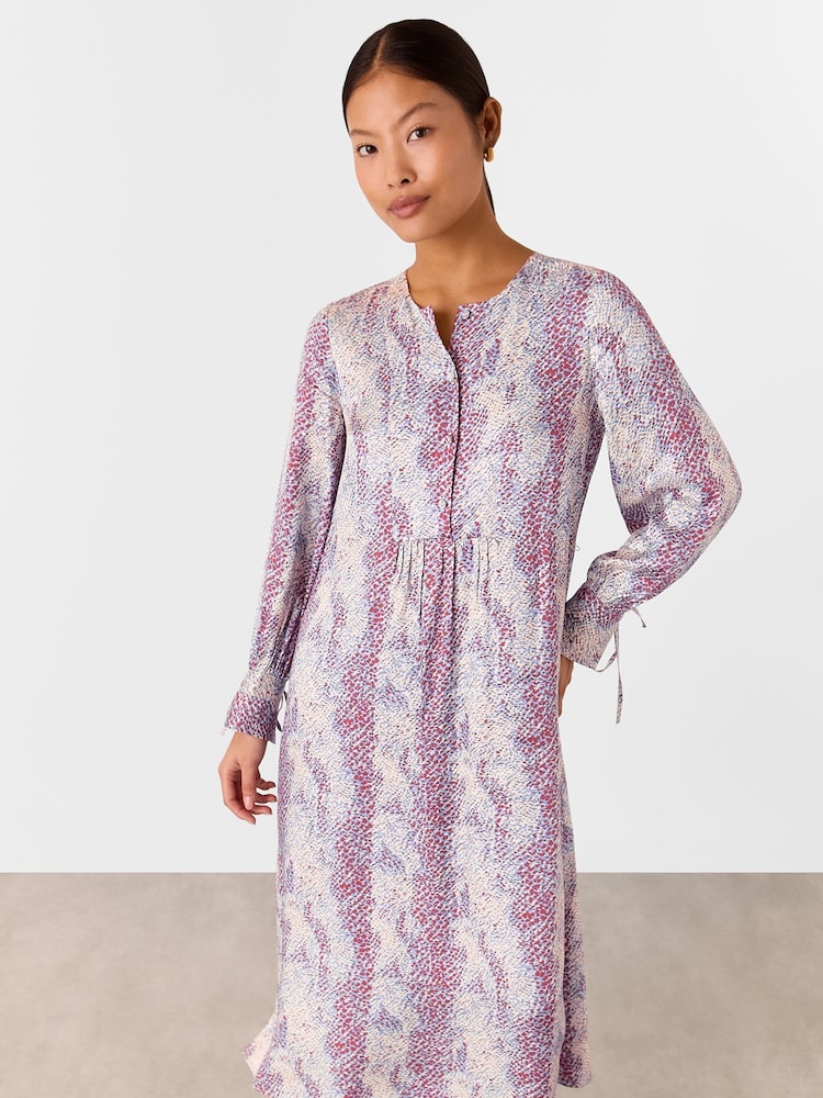 Whistles Natural Petite Mottled Snake Print Midi Dress - Image 1 of 5