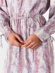 Whistles Natural Petite Mottled Snake Print Midi Dress - Image 4 of 5