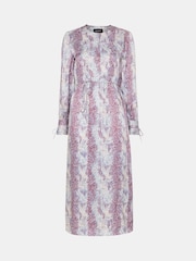 Whistles Natural Petite Mottled Snake Print Midi Dress - Image 5 of 5
