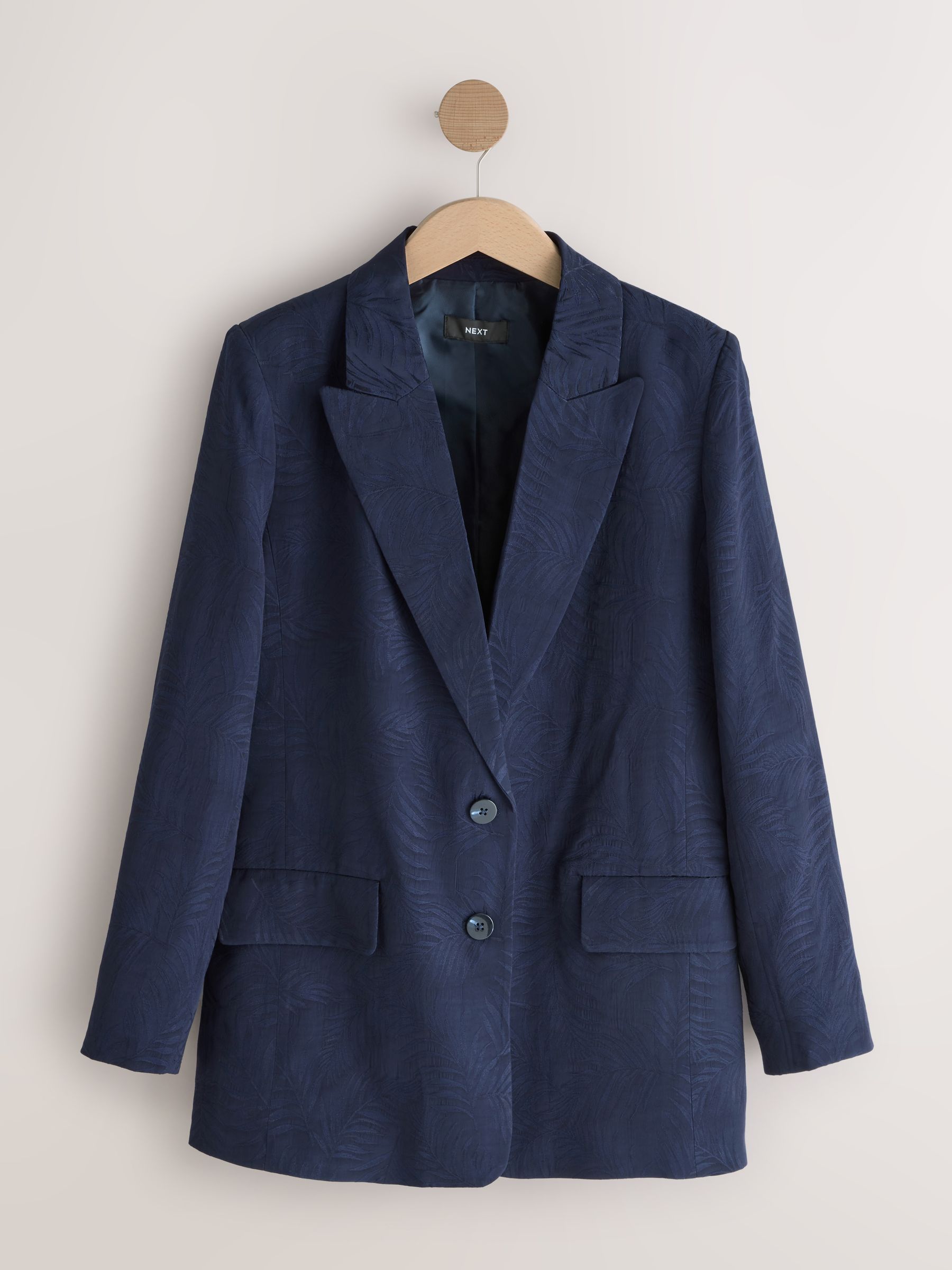 Buy Navy Satin Jacquard Single Breasted Blazer from Next USA