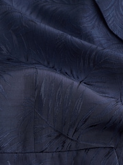 Navy Satin Jacquard Single Breasted Blazer - Image 7 of 8