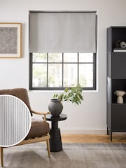 Natural/Black Ready Made Blackout Stripe Print Roller Blind - Image 1 of 8