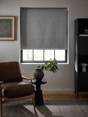 Natural/Black Ready Made Blackout Stripe Print Roller Blind - Image 3 of 8