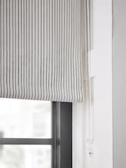 Natural/Black Ready Made Blackout Stripe Print Roller Blind - Image 6 of 8