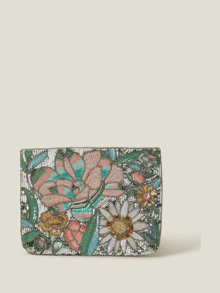 Accessorize Hand Beaded Daisy Wristlet Clutch Bag - Imagen 1 de 2
