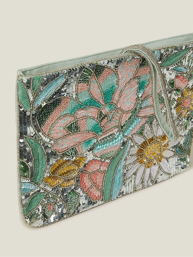 Accessorize Hand Beaded Daisy Wristlet Clutch Bag - Imagen 2 de 2
