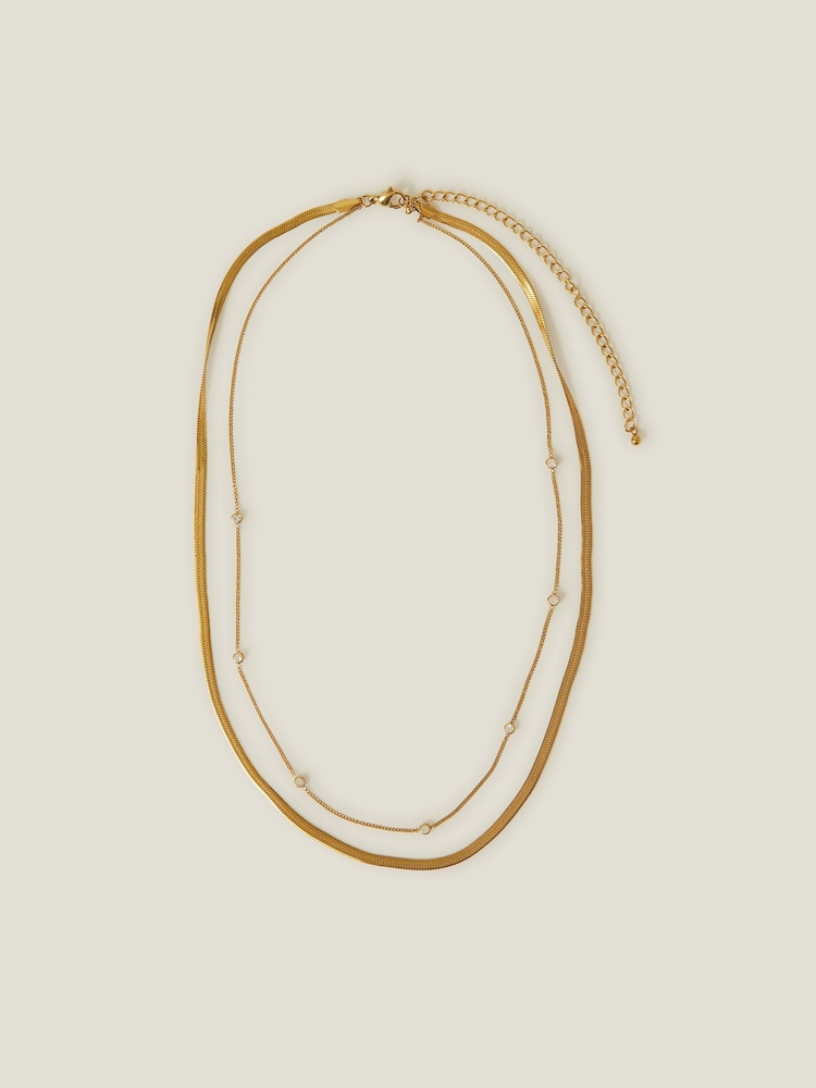 Accessorize 14ct prevlečena večslojna diamante Omega verižica - Slika 1 iz 2