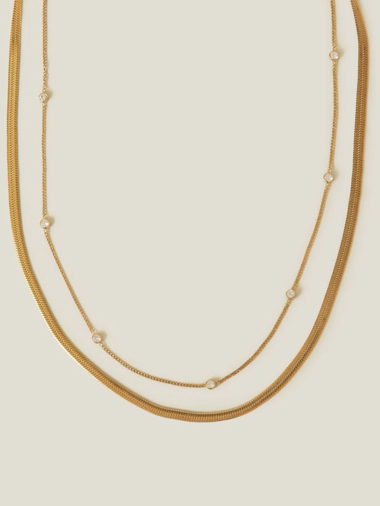 Accessorize 14ct prevlečena večslojna diamante Omega verižica - Slika 2 iz 2