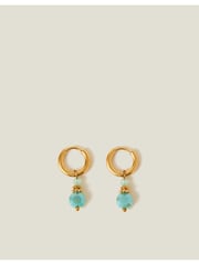 أقراط بتصميم حلقة مع خرزة متدلية مطليّة عيار 14ct من Accessorize - صورة 2 من 2