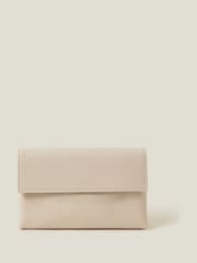 Accessorize Nude Patent Fold-Over Clutch Bag - Image 1 of 2