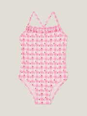 Angels By Accessorize Pink Girls Strawberry Print Swimsuit - Image 2 of 3