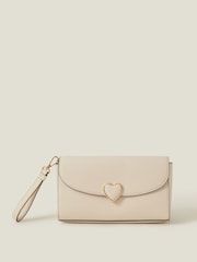 Accessorize Cream Heart Clutch Bag - Image 1 of 2