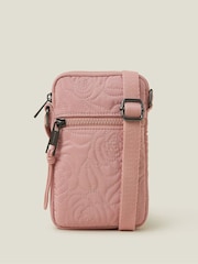 Accessorize Pink Quilted Nylon Phone Bag - Image 1 of 2