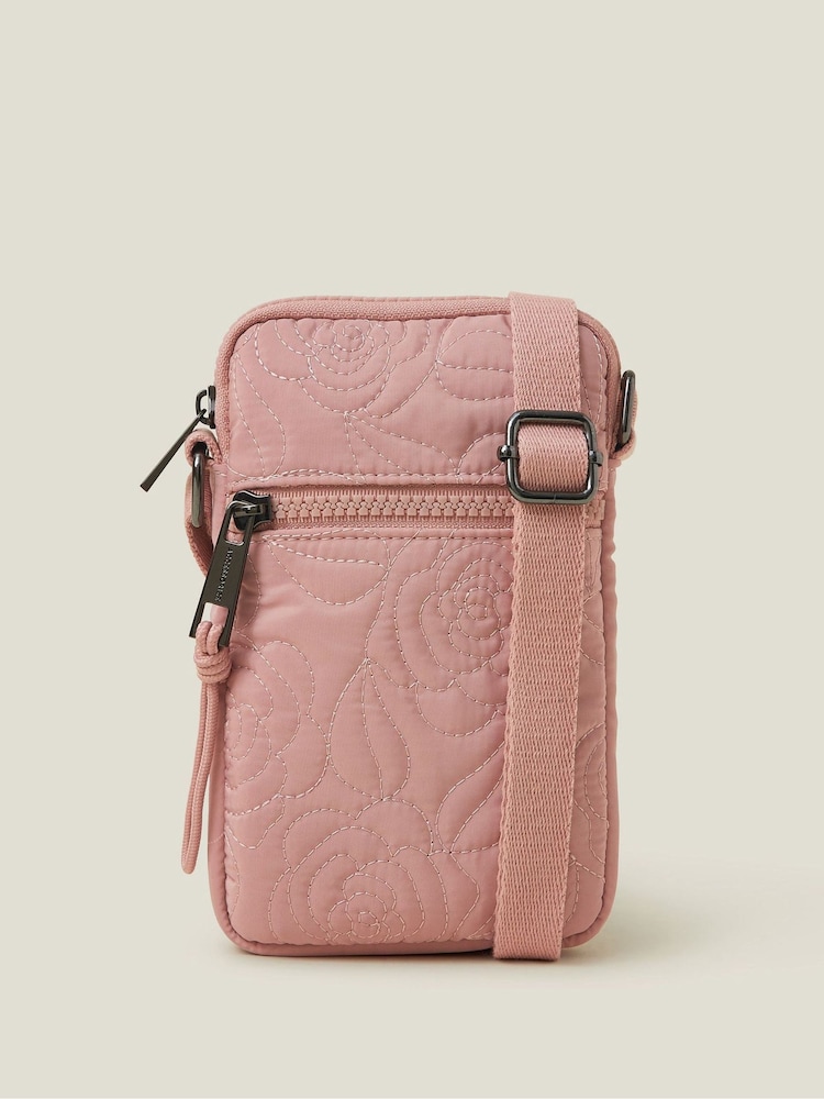 Accessorize Pink Quilted Nylon Phone Bag - Image 1 of 2