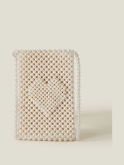 Accessorize Natural Bridal Pearl Phone Bag - Image 1 of 2