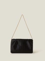 Accessorize Black Pleated Satin Clutch Bag - Image 1 of 2