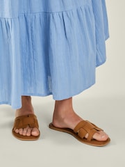 Accessorize Natural Leather Cut-Out Slide Sandals - Image 1 of 3