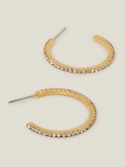 Accessorize Gold 14ct Plated Pavé Hoop Earrings - Image 1 of 2
