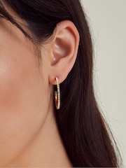 Accessorize Gold 14ct Plated Pavé Hoop Earrings - Image 2 of 2