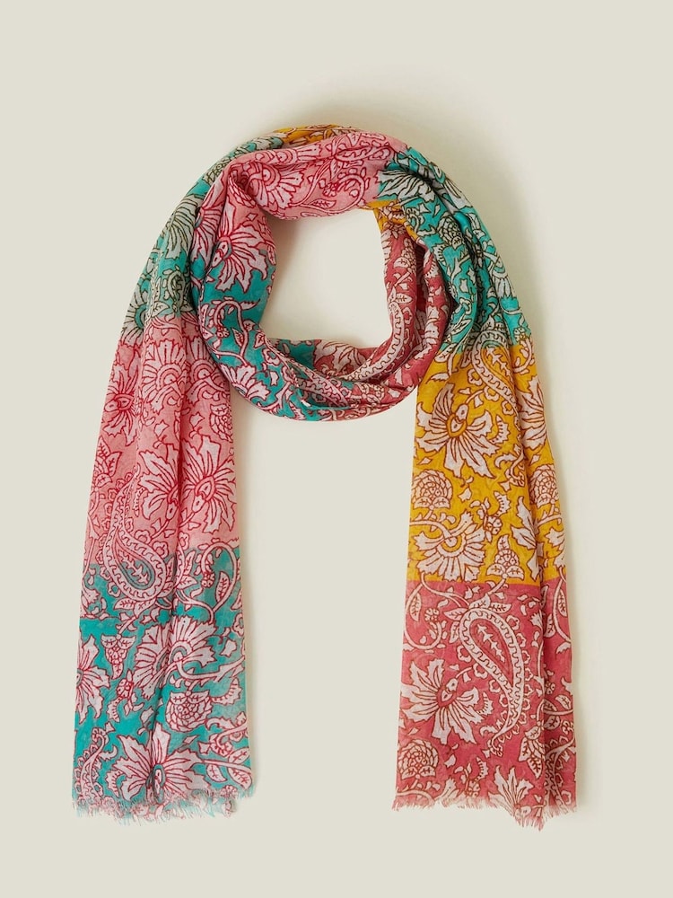 Accessorize Pink Colourblock Floral Paisley Scarf - Image 1 of 1