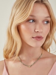 Accessorize Gold 14ct Plated Flower Pendant Jade Bead Necklace - Image 2 of 2