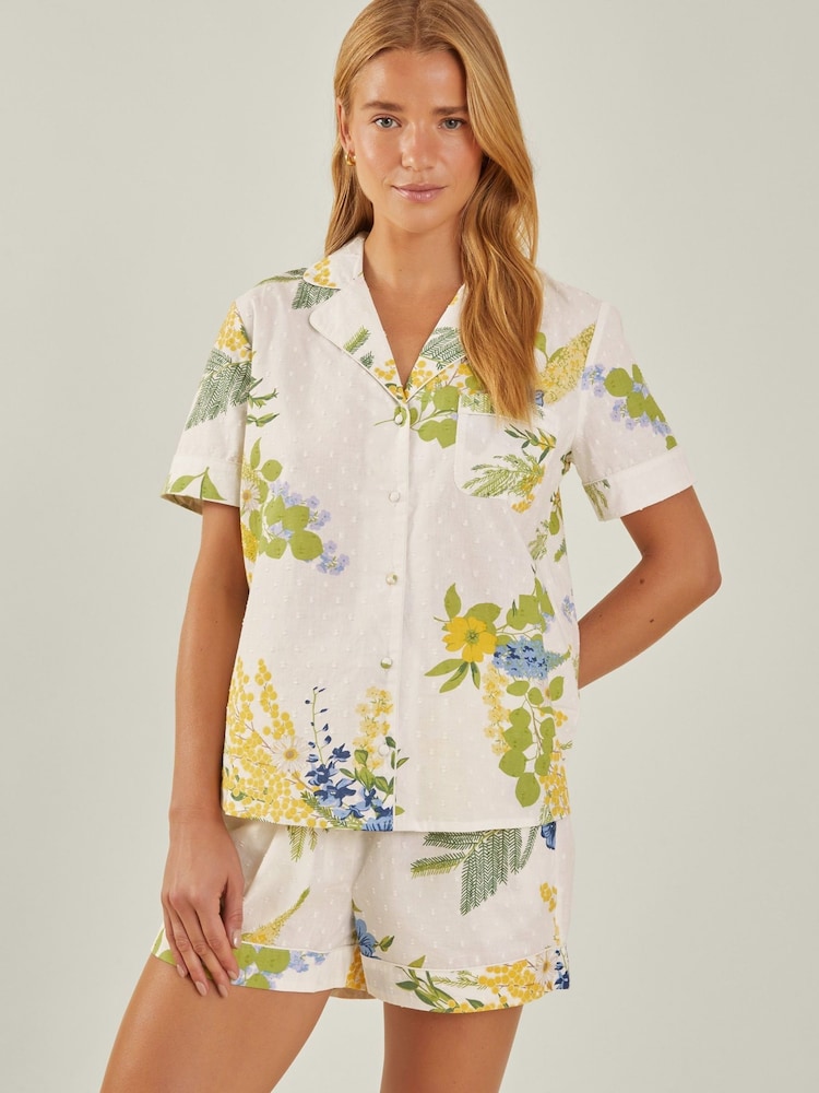 Accessorize Mimosa Floral Print 100% Cotton Pyjamas Set - Image 1 of 4