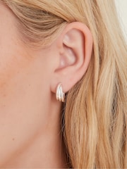 Accessorize Silver Sterling Plated Chunky Twist Hoop Earrings 2 Pack - Image 2 of 2