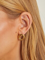 Accessorize Gold 14ct Plated Stainless Steel Round Twist Stud Earrings - Image 2 of 2