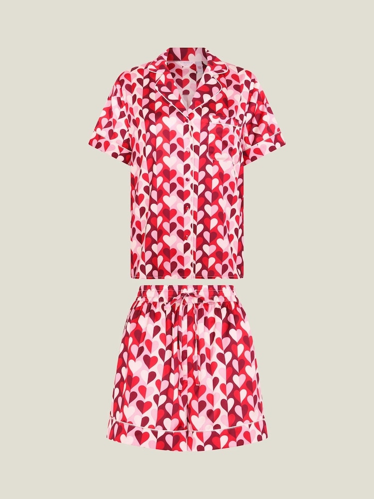 Accessorize Red Heart Satin Short Pyjamas Set - Image 1 of 1