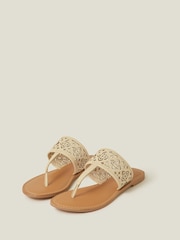 Accessorize Cream Cut-Out Strap Flip Flop Sandals - Image 2 of 3