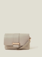 Accessorize Nude Leather Metal Bar Cross-Body Bag - Image 1 of 4