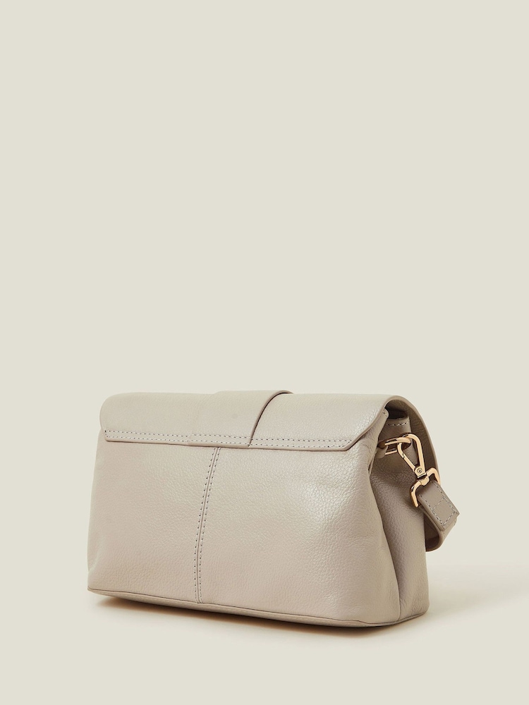 Accessorize Nude Leather Metal Bar Cross-Body Bag - Image 2 of 4