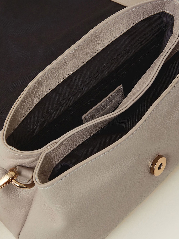 Accessorize Nude Leather Metal Bar Cross-Body Bag - Image 3 of 4