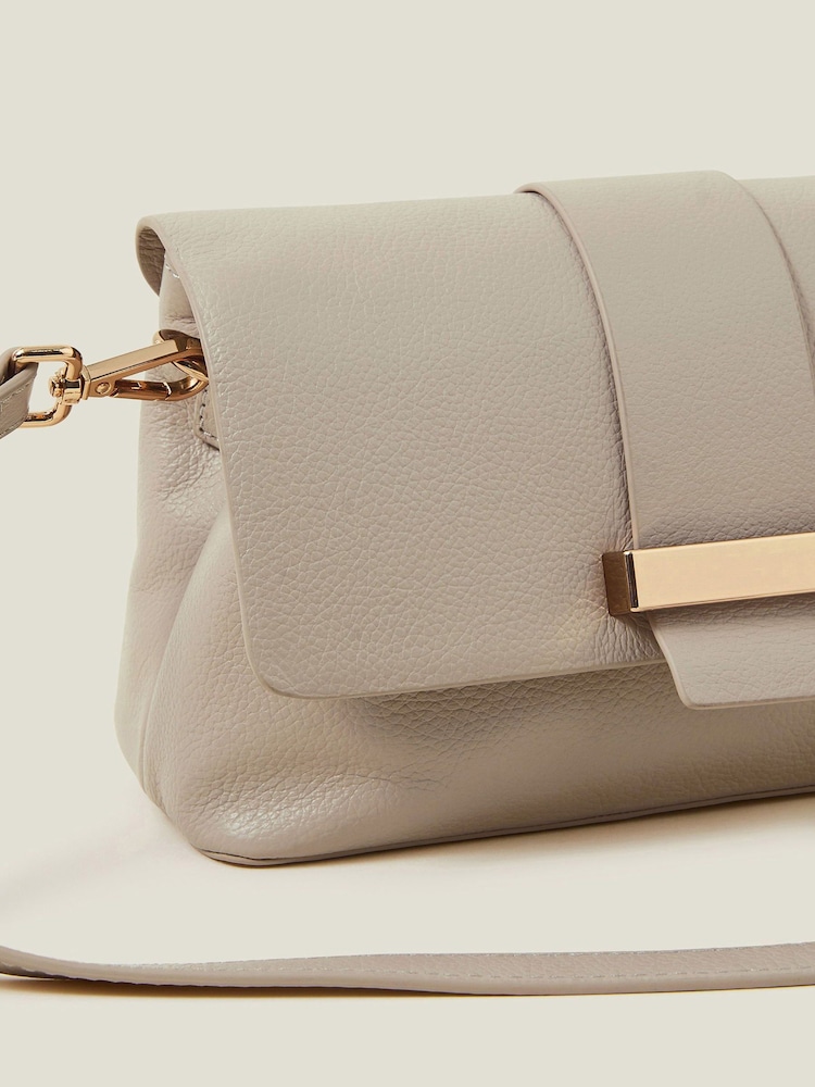 Accessorize Nude Leather Metal Bar Cross-Body Bag - Image 4 of 4