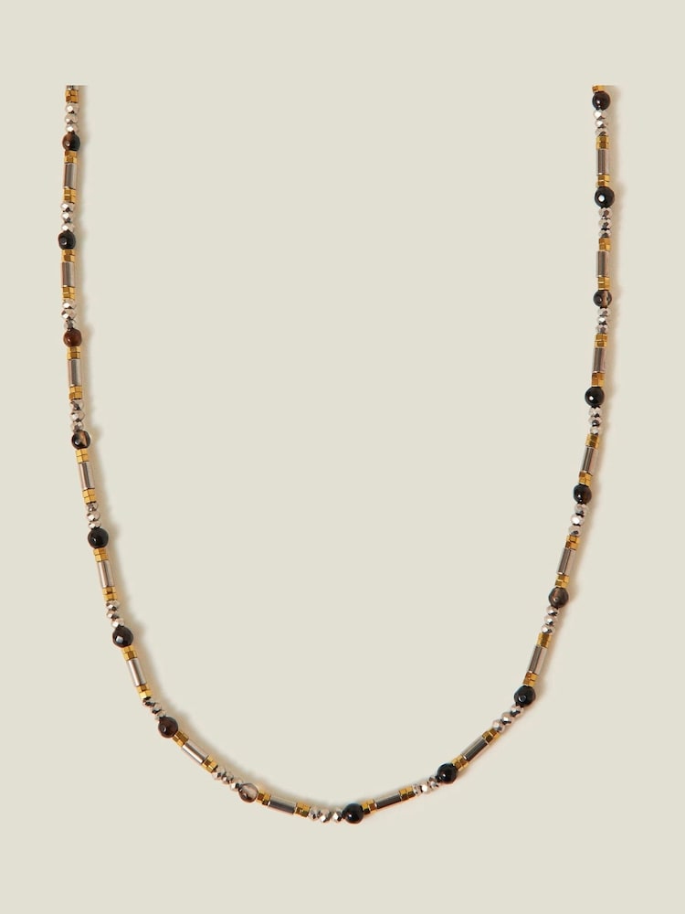 Accessorize Gold 14ct Plated Stainless Steel Mix Bead Necklace - Image 1 of 1
