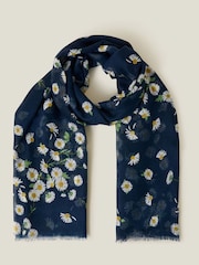 Accessorize Blue Lightweight Daisy Print Scarf - Image 1 of 1