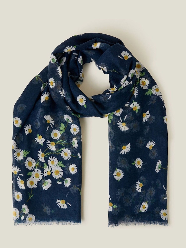 Accessorize Blue Lightweight Daisy Print Scarf - Image 1 of 1