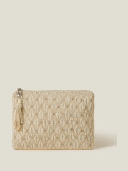Accessorize Natural Bridal Embellished Zip Clutch Bag - Image 1 of 4
